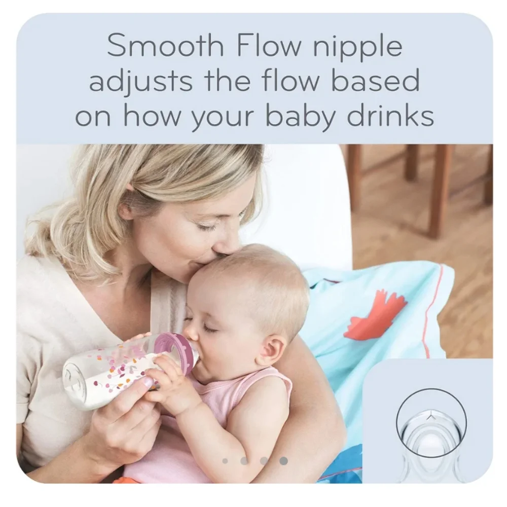 EUC Nuk smooth flow anti colic baby bottles Pink Rose Set of 4 - Picture 4 of 7